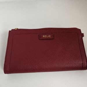 Relic bifold checkbook wallet - red vegan leather